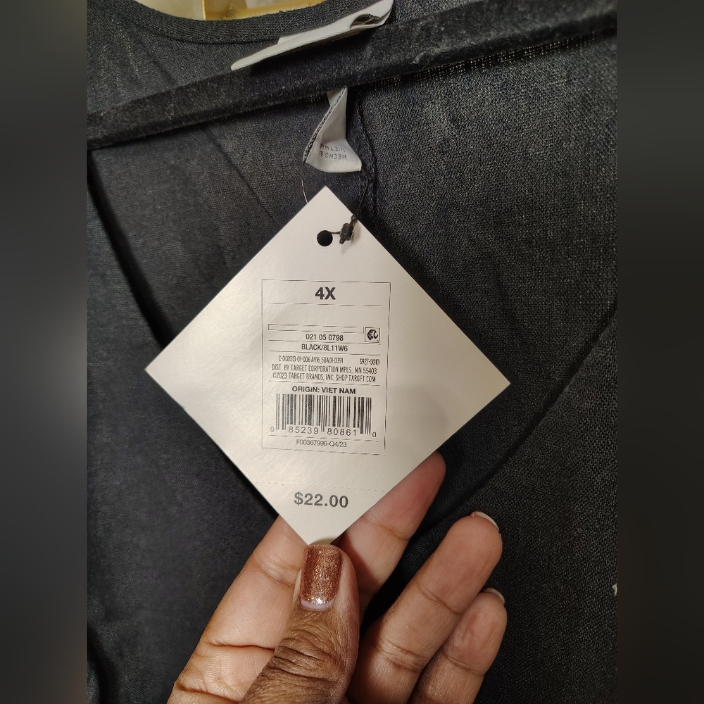 Ava & Viv Black Linen Blend Tie-Front Top | Size 4X - Picture 8 of 9